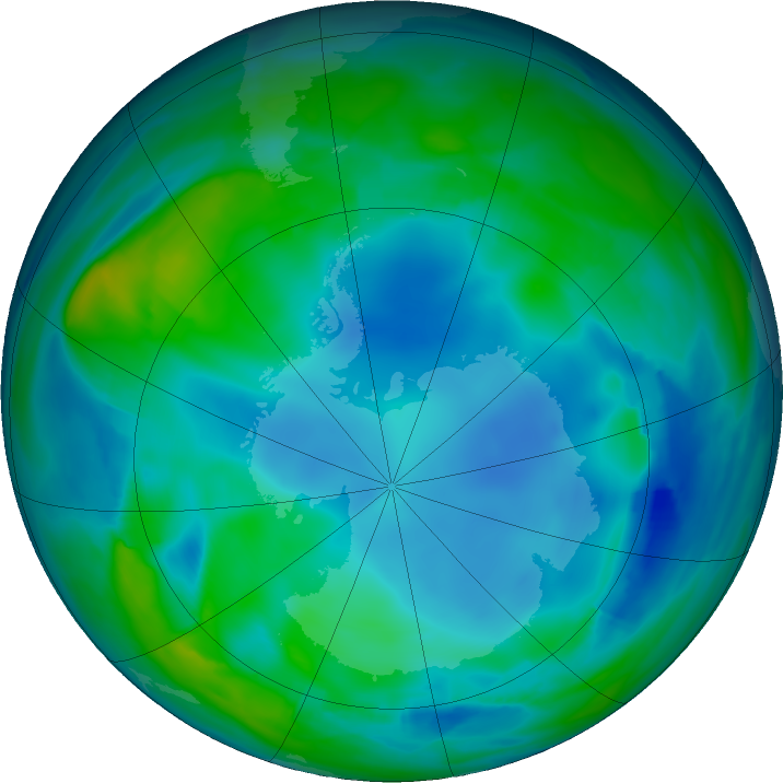 Antarctic ozone map for 03 June 2023